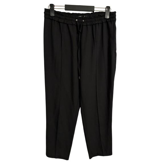 Zara Black Flowy High Waist Athleisure Casual Pull On Ankle Pants Size L - Picture 1 of 8